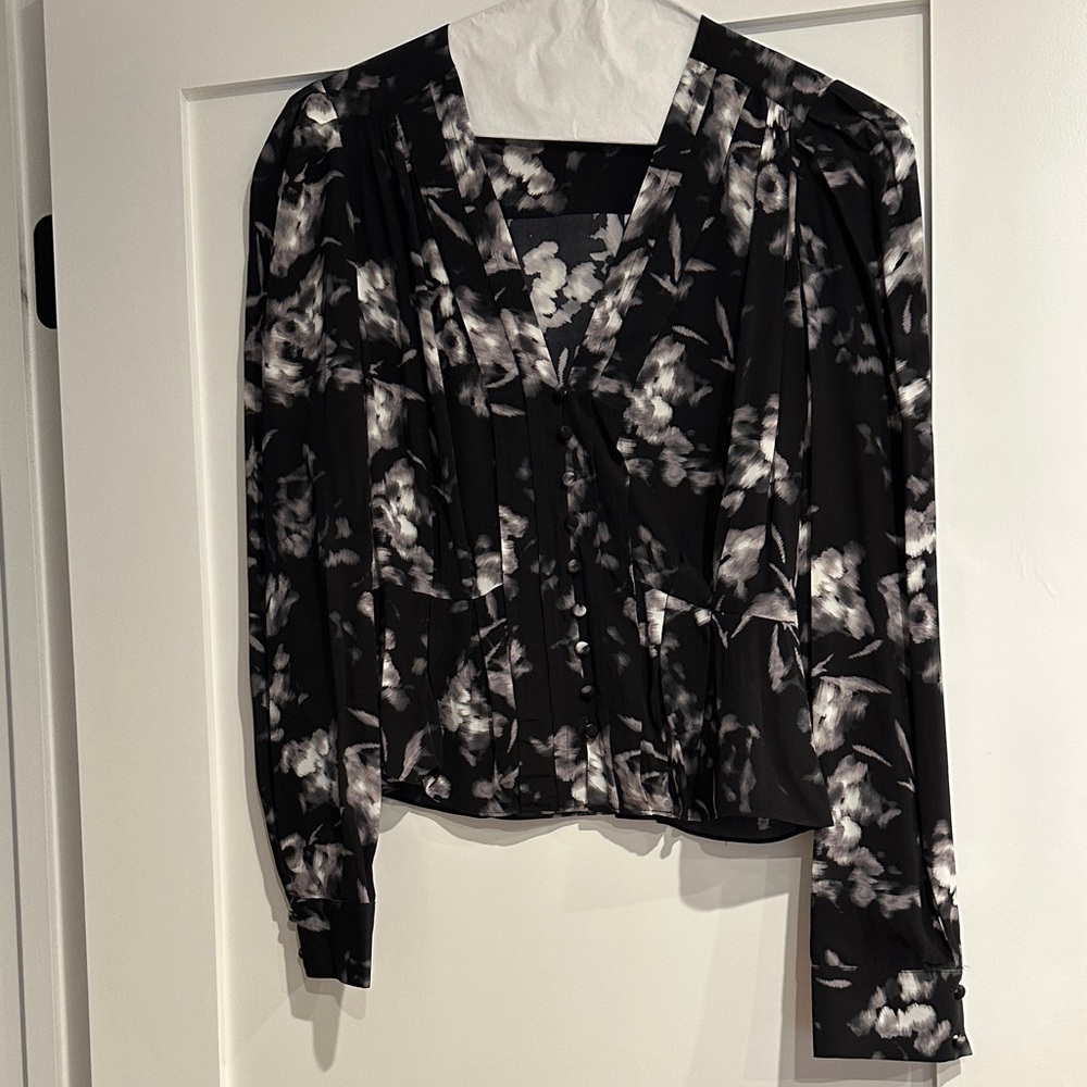 The Kooples Black and White Floral Blouse